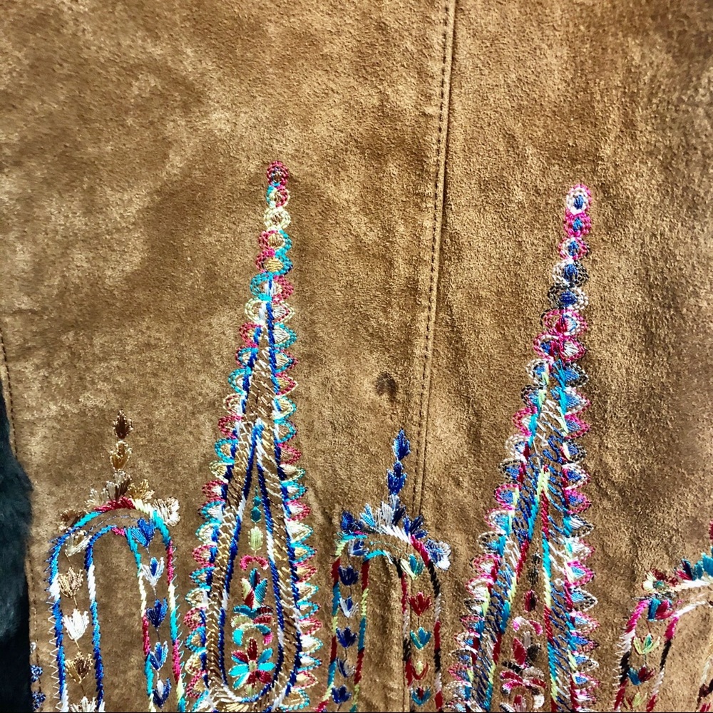 Margaret Godfrey Suede Coat w/ Embroidery, 22W. - Picture 5 of 6